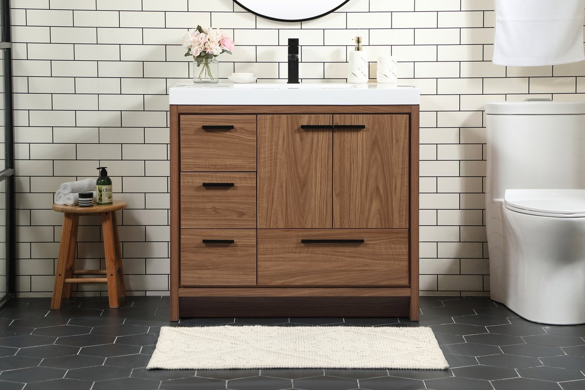 Elegant Decor VF46036WB 36 inch single bathroom vanity in walnut brown