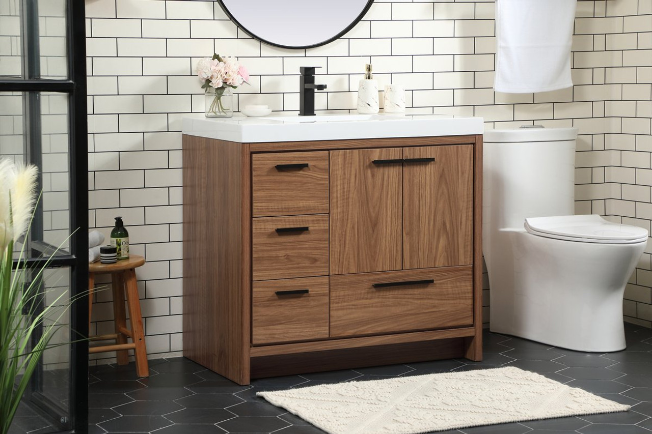 Elegant Decor VF46036WB 36 inch single bathroom vanity in walnut brown