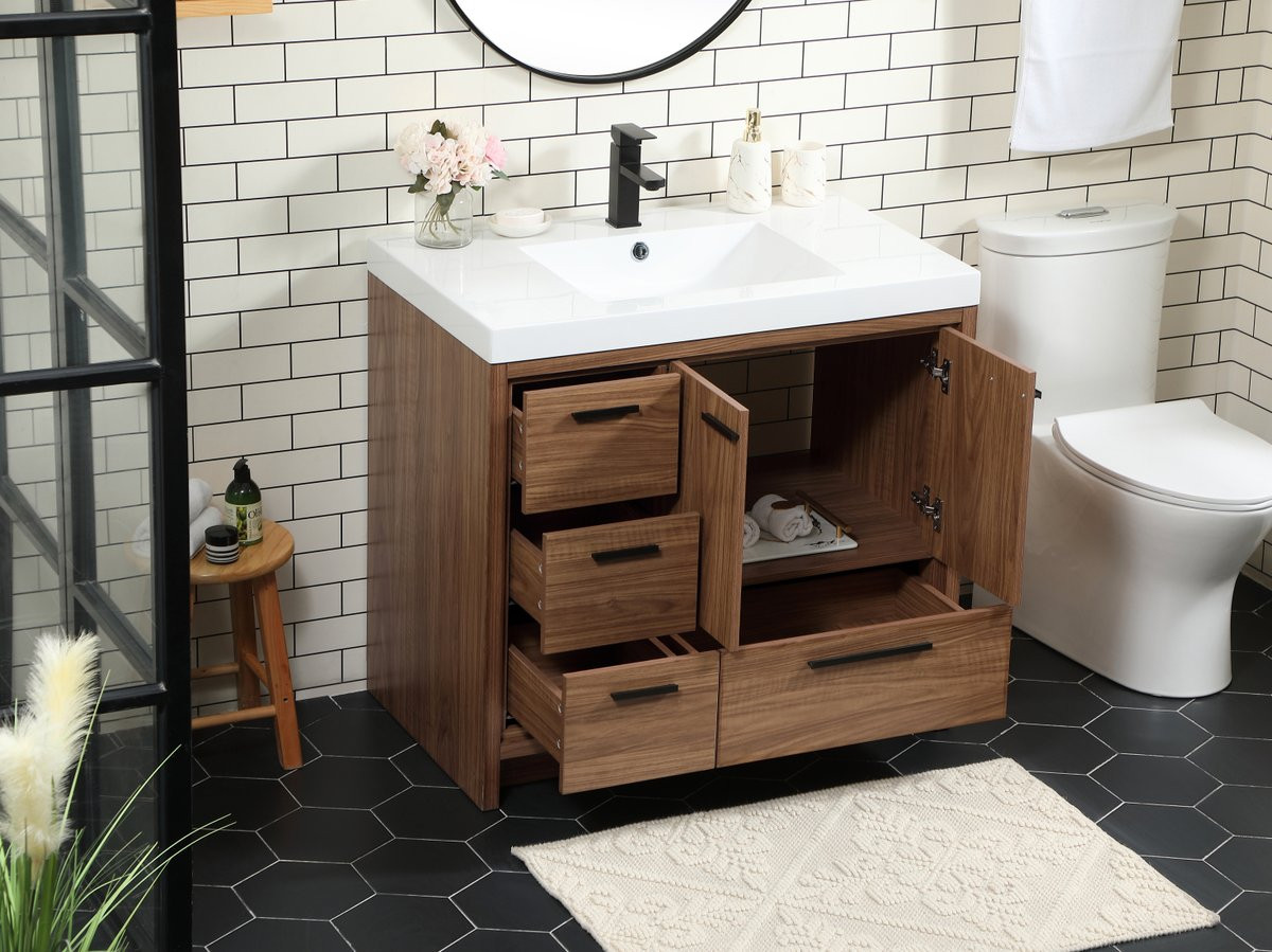 Elegant Decor VF46036WB 36 inch single bathroom vanity in walnut brown