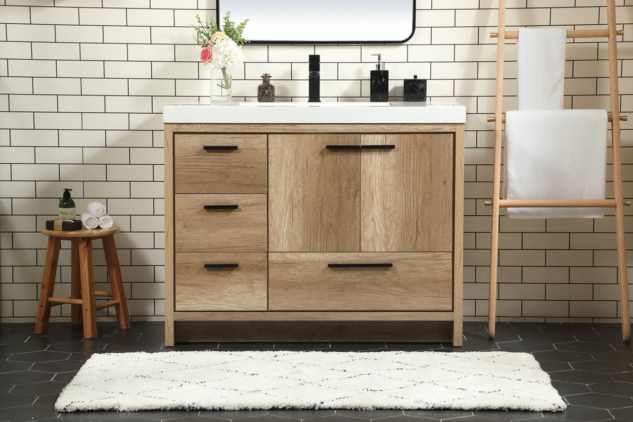 Elegant Decor VF46042NT 42 inch single bathroom vanity in natural oak Elegant Decor VF46042NT 42 inch single bathroom vanity in natural oak