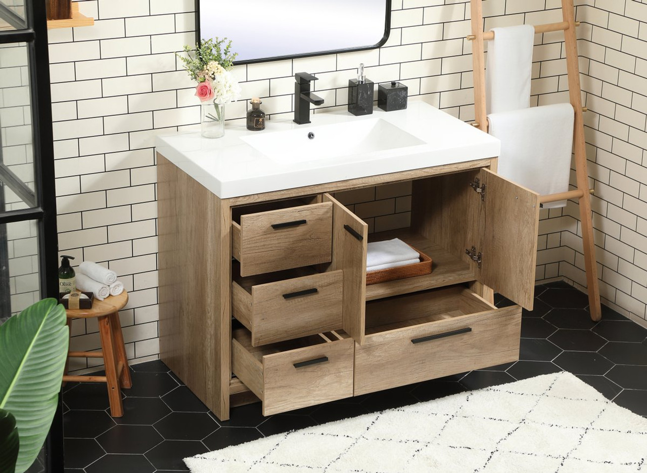 Elegant Decor VF46042NT 42 inch single bathroom vanity in natural oak Elegant Decor VF46042NT 42 inch single bathroom vanity in natural oak