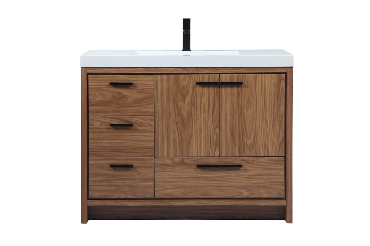 Elegant Decor VF46042WB 42 inch single bathroom vanity in walnut brown Elegant Decor VF46042WB 42 inch single bathroom vanity in walnut brown