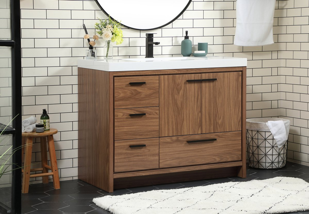 Elegant Decor VF46042WB 42 inch single bathroom vanity in walnut brown Elegant Decor VF46042WB 42 inch single bathroom vanity in walnut brown