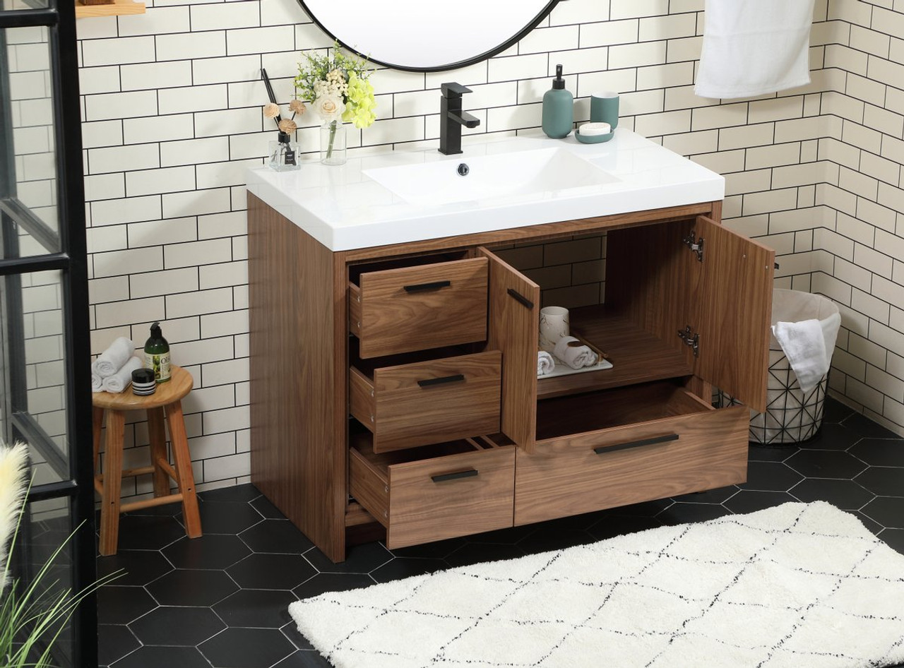 Elegant Decor VF46042WB 42 inch single bathroom vanity in walnut brown Elegant Decor VF46042WB 42 inch single bathroom vanity in walnut brown