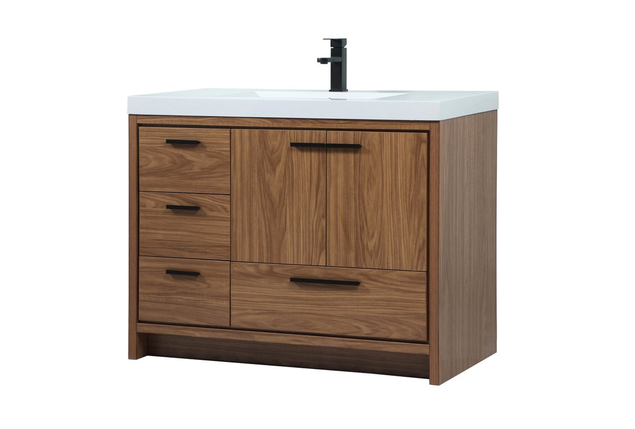 Elegant Decor VF46042WB 42 inch single bathroom vanity in walnut brown Elegant Decor VF46042WB 42 inch single bathroom vanity in walnut brown