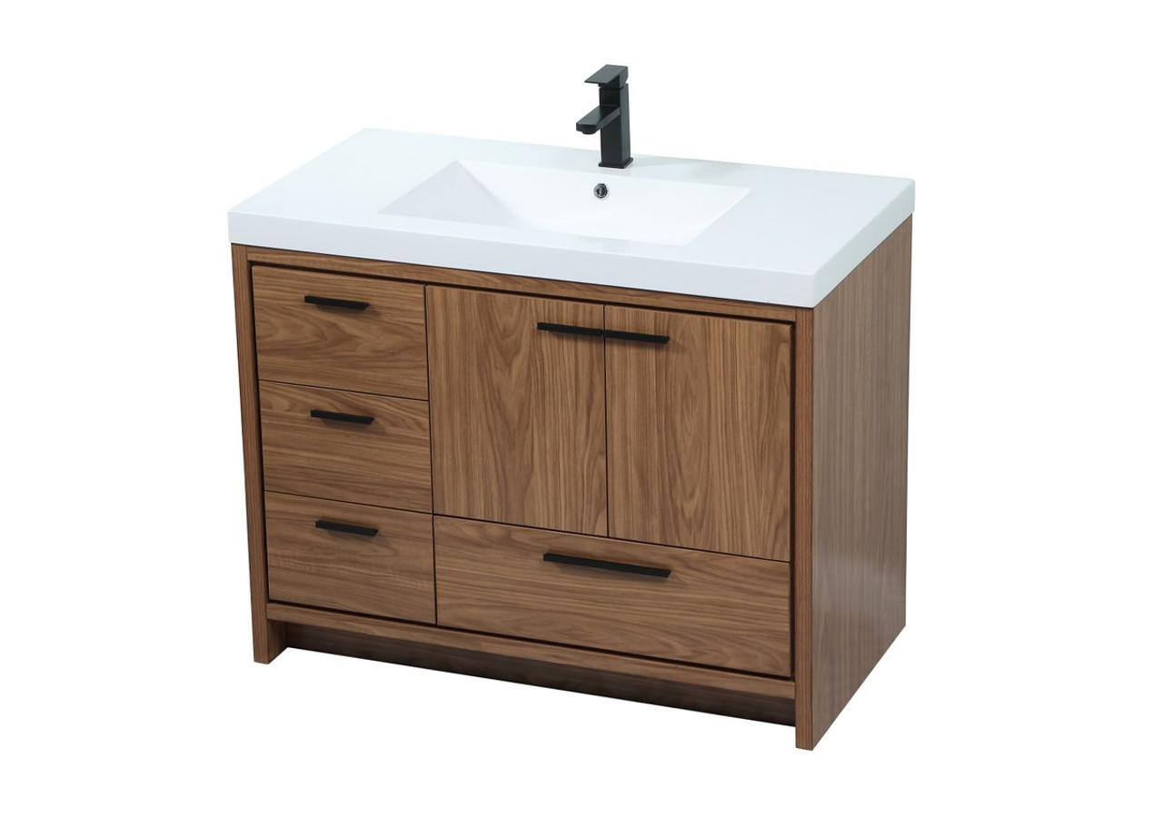 Elegant Decor VF46042WB 42 inch single bathroom vanity in walnut brown Elegant Decor VF46042WB 42 inch single bathroom vanity in walnut brown