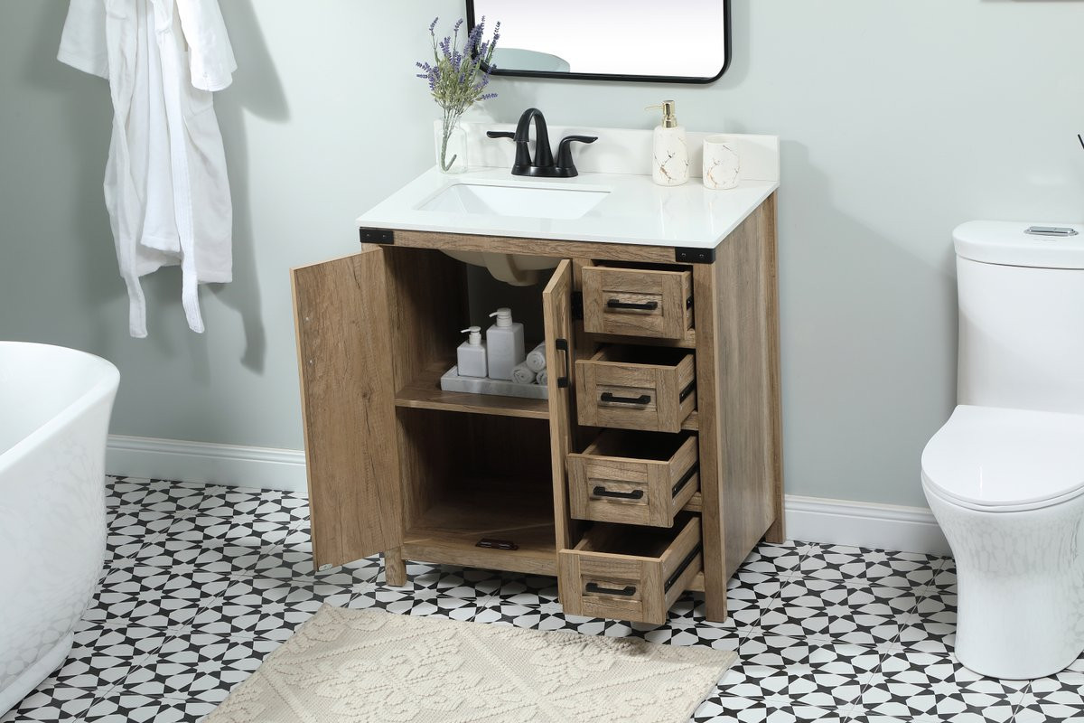 Elegant Decor VF90232NT-BS 32 inch single bathroom vanity in natural oak with backsplash
