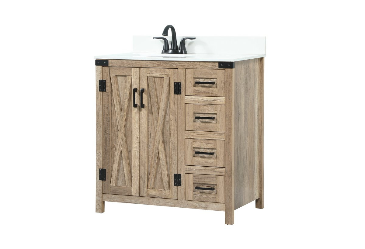 Elegant Decor VF90232NT-BS 32 inch single bathroom vanity in natural oak with backsplash