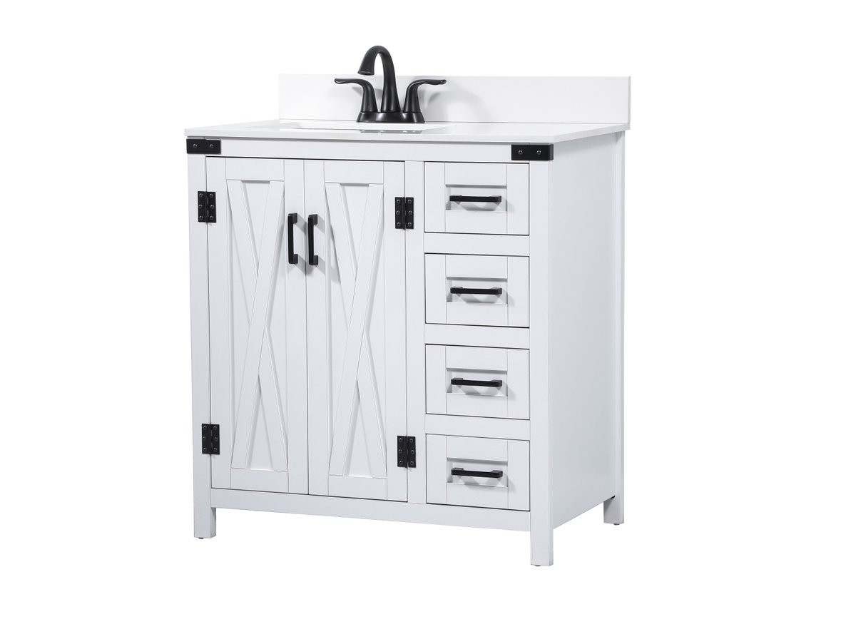 Elegant Decor VF90232WH-BS 32 inch single bathroom vanity in white with backsplash