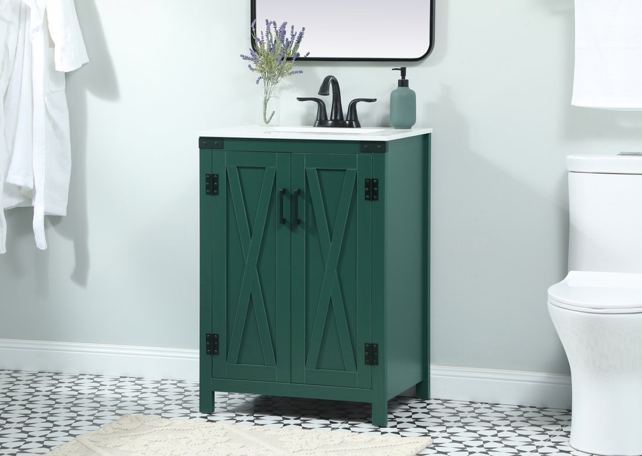 Elegant Decor VF90224MGN 24 inch single bathroom vanity in green Elegant Decor VF90224MGN 24 inch single bathroom vanity in green
