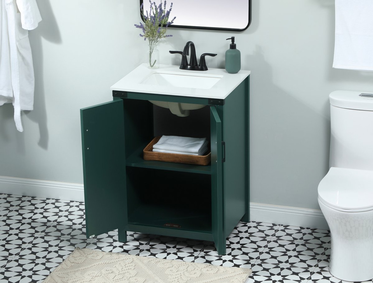 Elegant Decor VF90224MGN 24 inch single bathroom vanity in green Elegant Decor VF90224MGN 24 inch single bathroom vanity in green