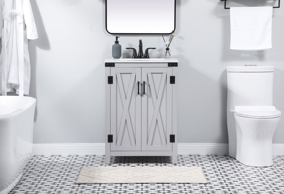 Elegant Decor VF90224GR 24 inch single bathroom vanity in grey