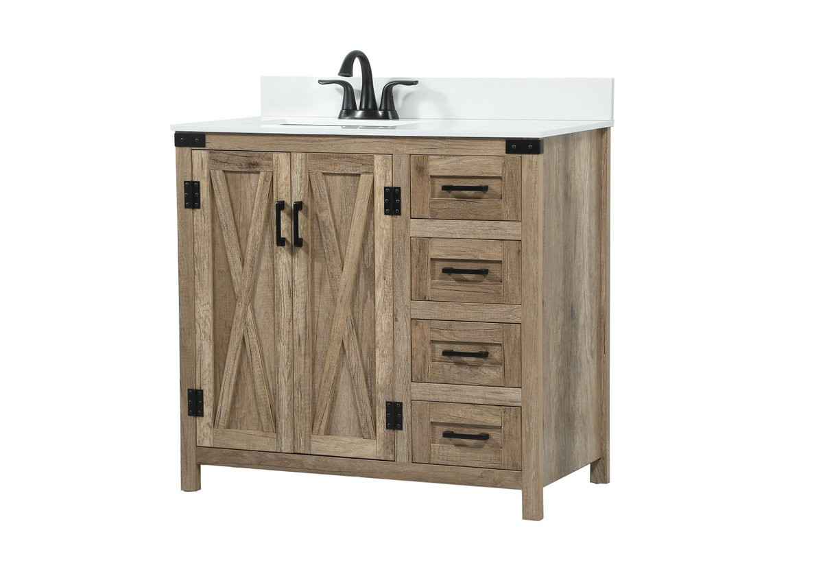Elegant Decor VF90236NT-BS 36 inch single bathroom vanity in natural oak with backsplash