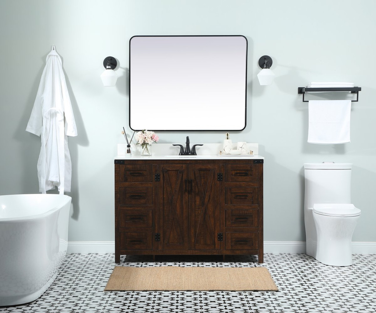 Elegant Decor VF90248EX-BS 48 inch single bathroom vanity in expresso with backsplash