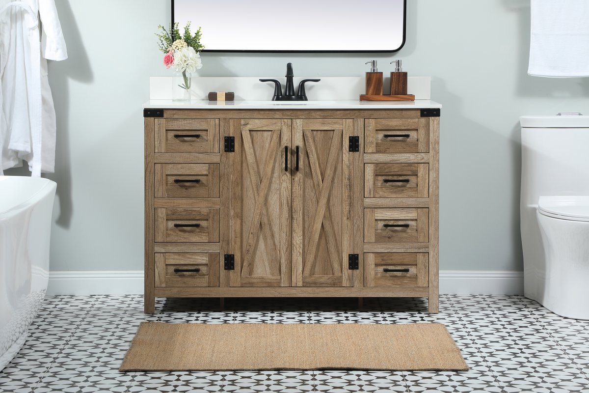 Elegant Decor VF90248NT-BS 48 inch single bathroom vanity in natural oak with backsplash