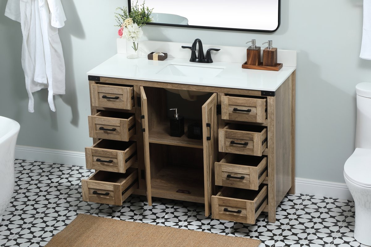 Elegant Decor VF90248NT-BS 48 inch single bathroom vanity in natural oak with backsplash