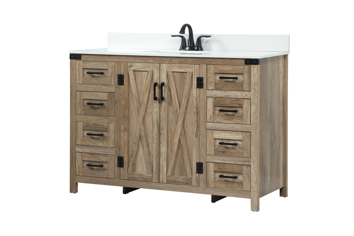Elegant Decor VF90248NT-BS 48 inch single bathroom vanity in natural oak with backsplash