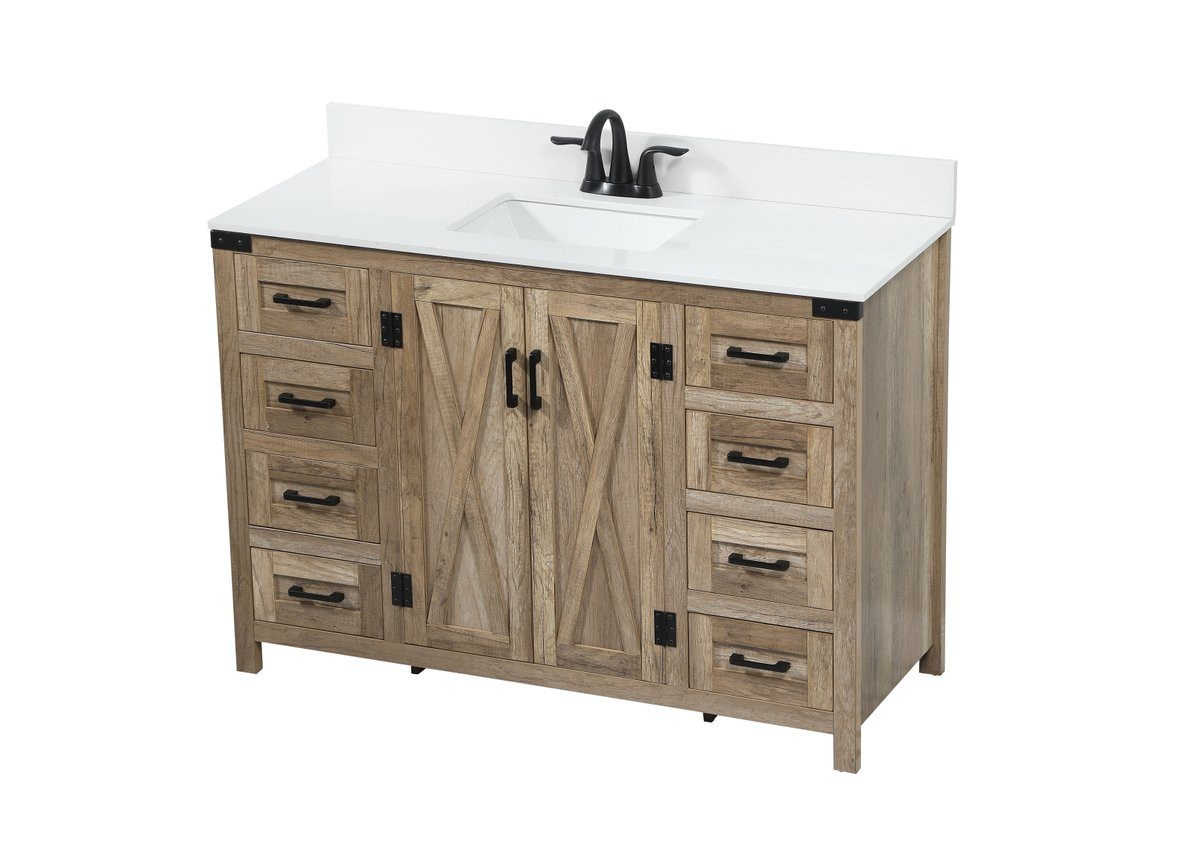 Elegant Decor VF90248NT-BS 48 inch single bathroom vanity in natural oak with backsplash