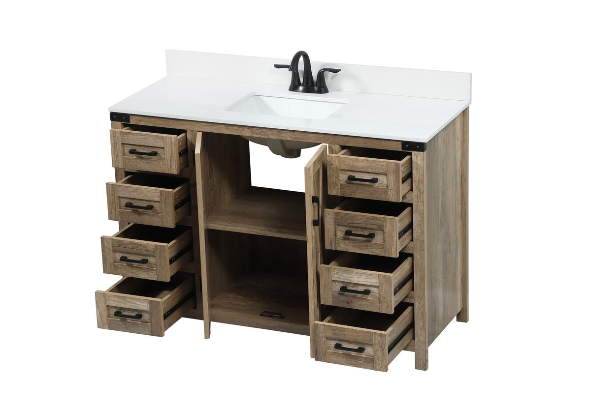 Elegant Decor VF90248NT-BS 48 inch single bathroom vanity in natural oak with backsplash