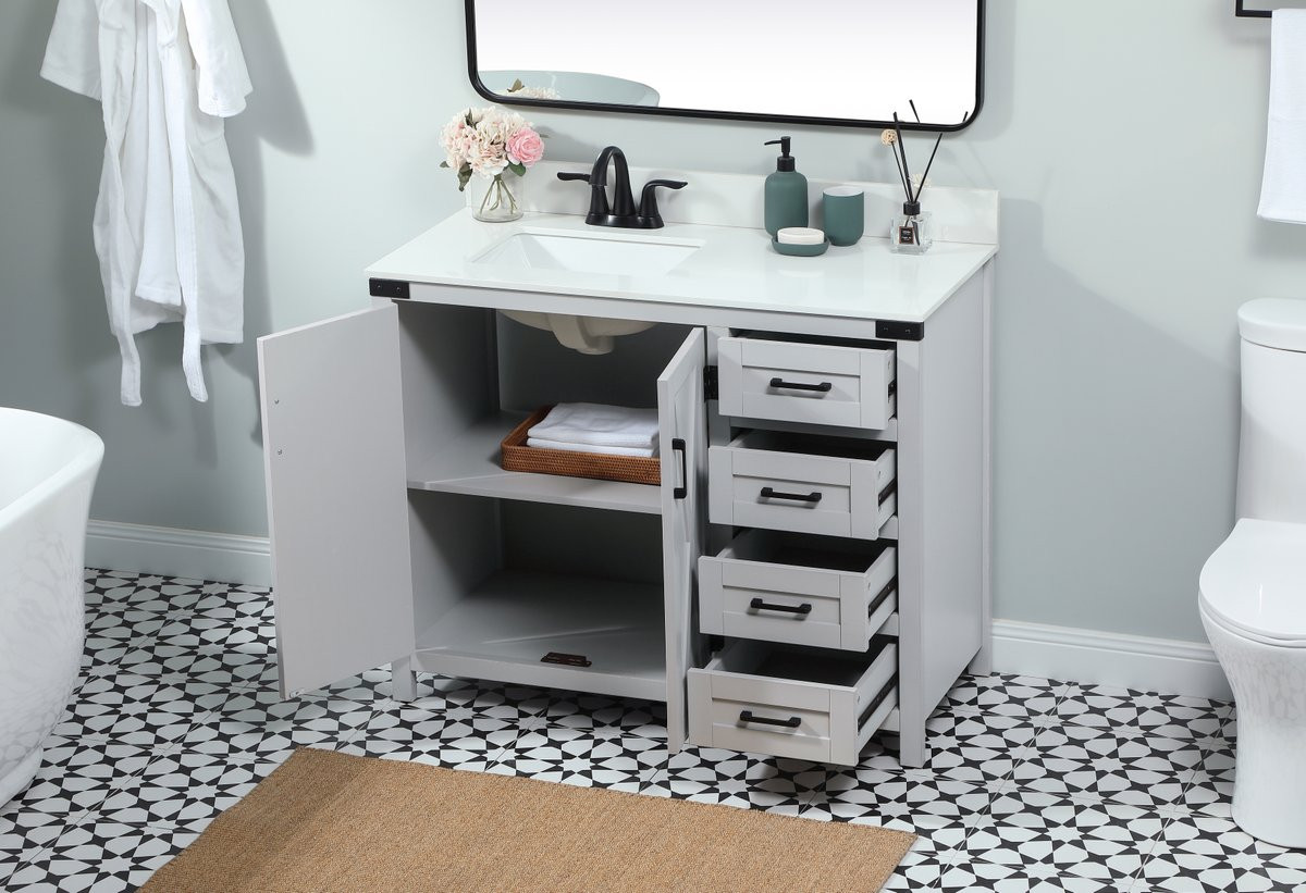 Elegant Decor VF90242GR-BS 42 inch single bathroom vanity in grey with backsplash