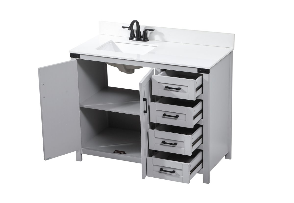 Elegant Decor VF90242GR-BS 42 inch single bathroom vanity in grey with backsplash