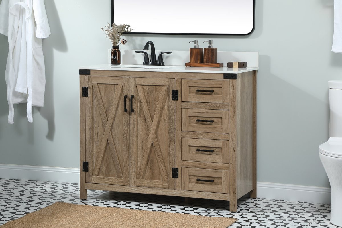 Elegant Decor VF90242NT-BS 42 inch single bathroom vanity in natural oak with backsplash
