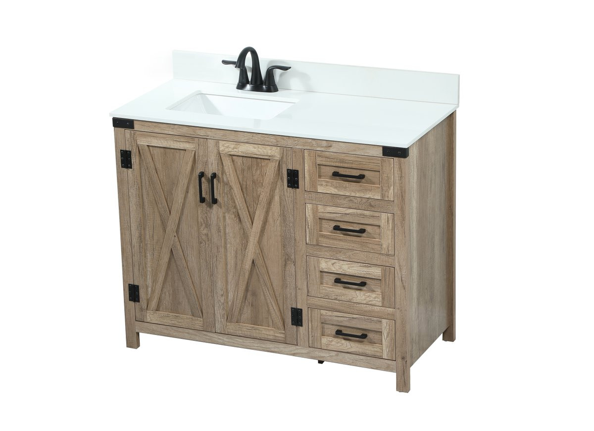 Elegant Decor VF90242NT-BS 42 inch single bathroom vanity in natural oak with backsplash