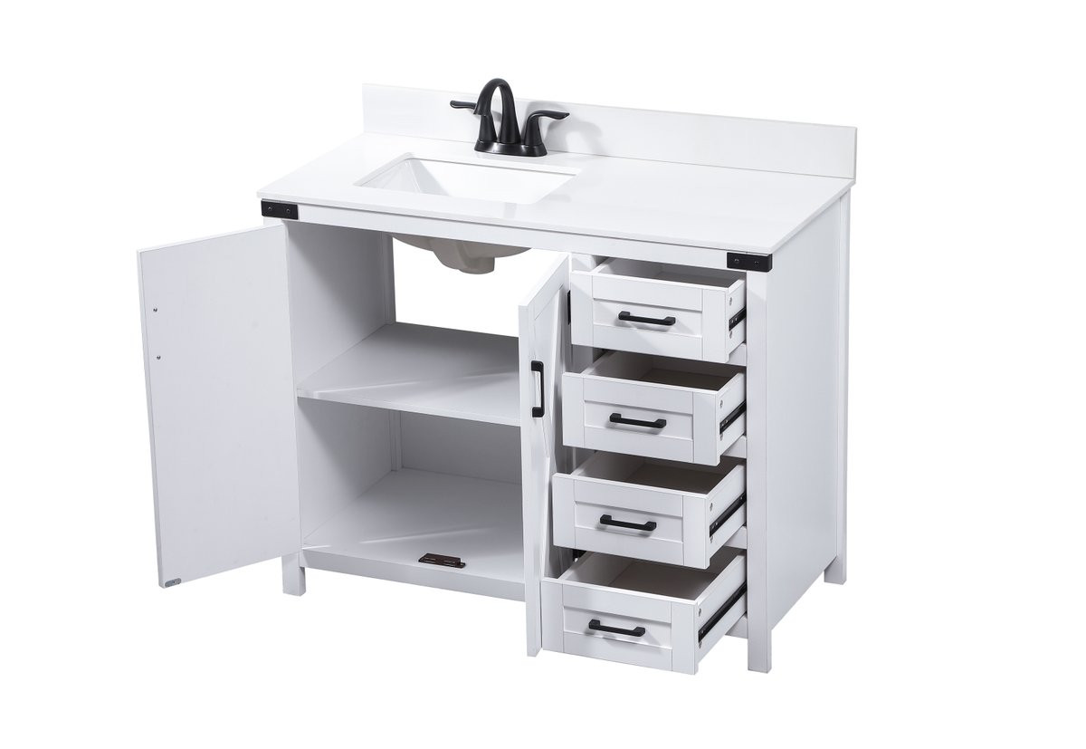 Elegant Decor VF90242WH-BS 42 inch single bathroom vanity in white with backsplash