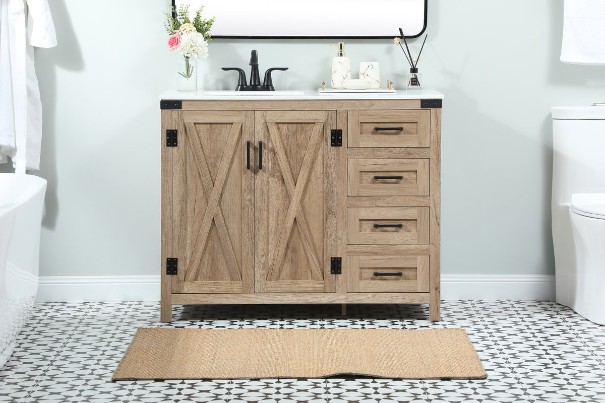 Elegant Decor VF90242NT 42 inch single bathroom vanity in natural oak
