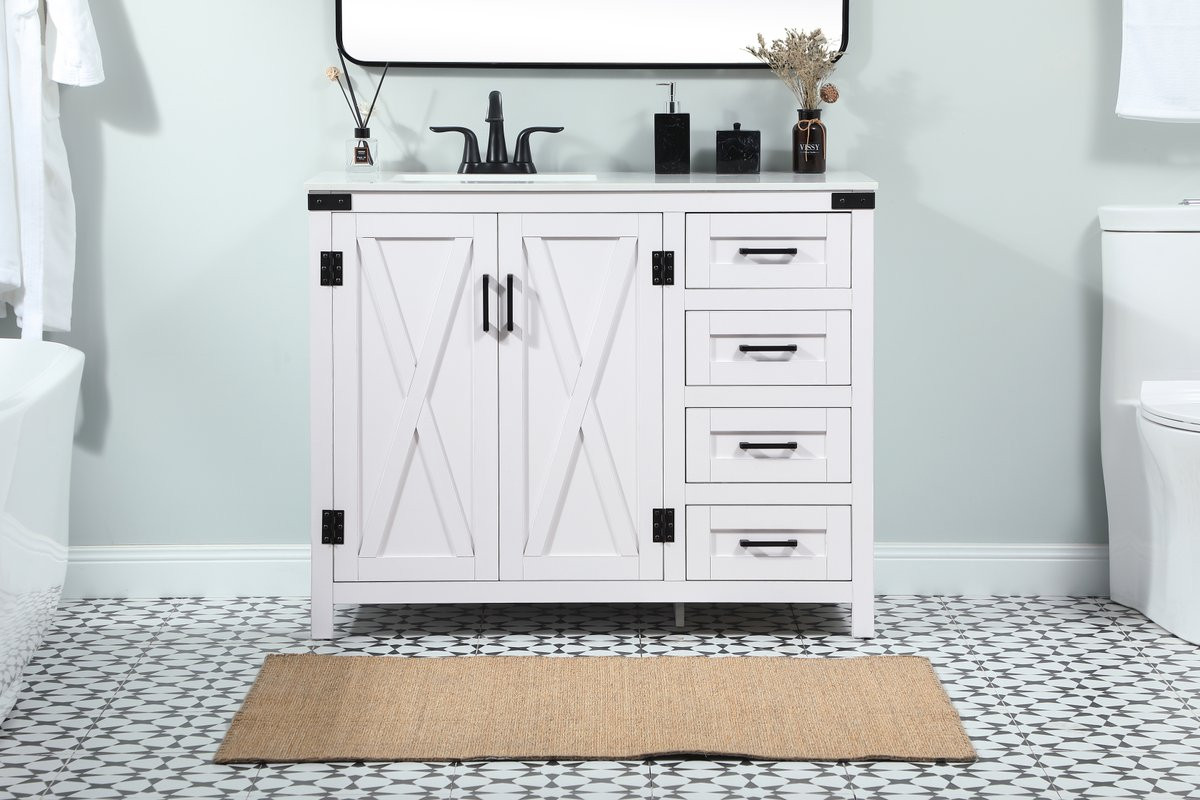 Elegant Decor VF90242WH 42 inch single bathroom vanity in white