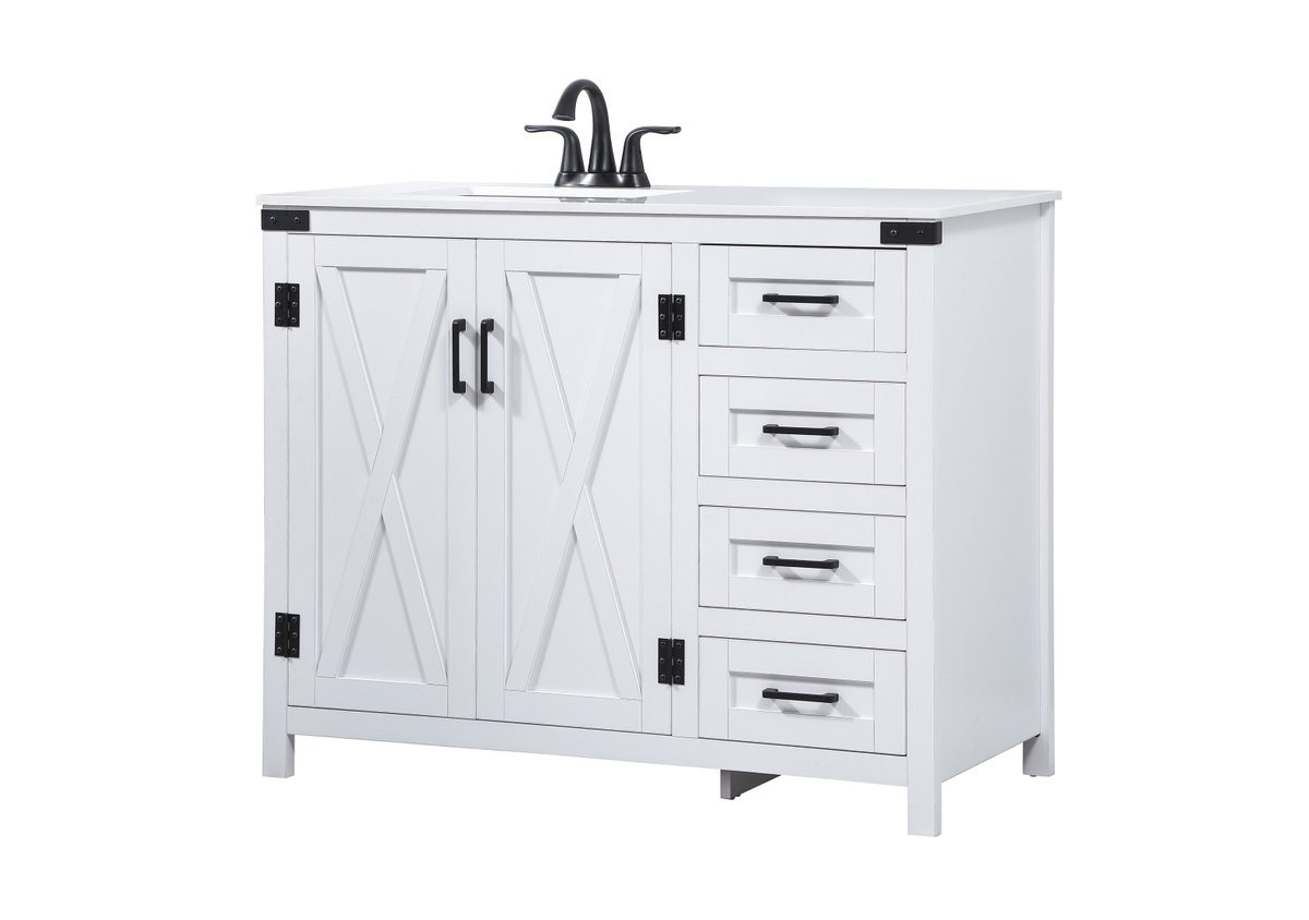 Elegant Decor VF90242WH 42 inch single bathroom vanity in white