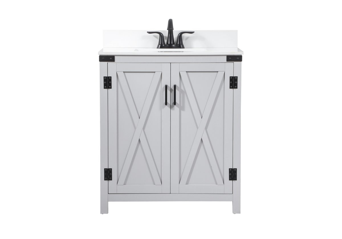 Elegant Decor VF90230GR-BS 30 inch single bathroom vanity in grey with backsplash