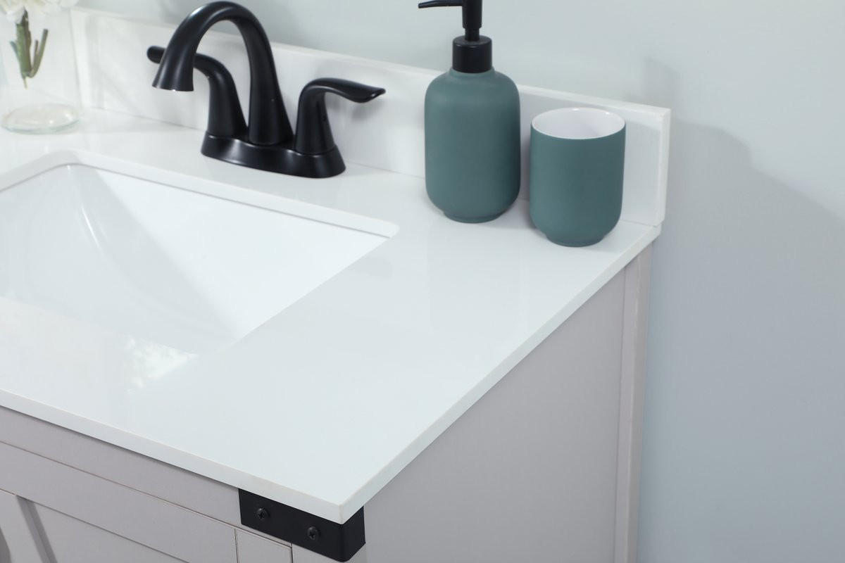 Elegant Decor VF90230GR-BS 30 inch single bathroom vanity in grey with backsplash