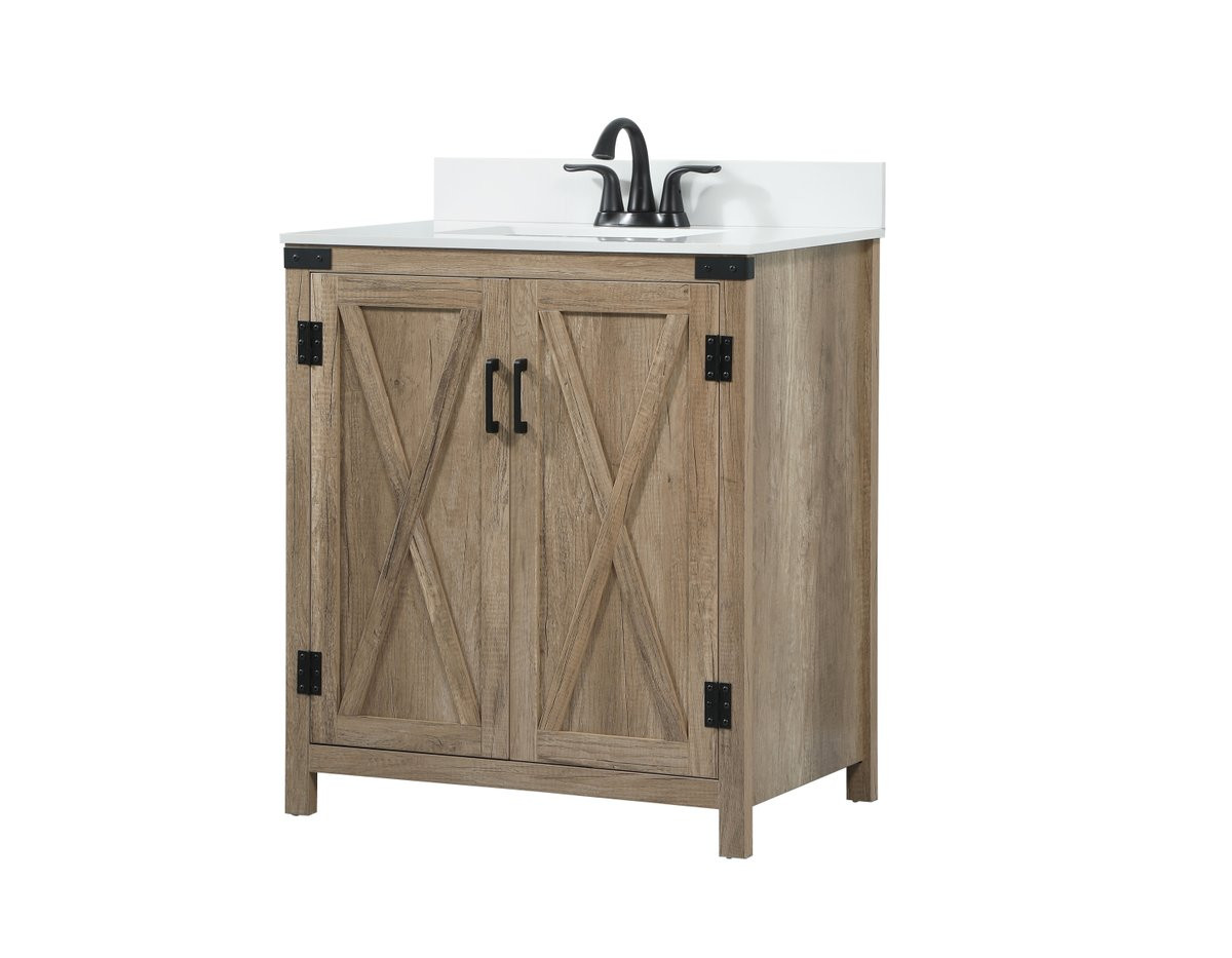 Elegant Decor VF90230NT-BS 30 inch single bathroom vanity in natural oak with backsplash
