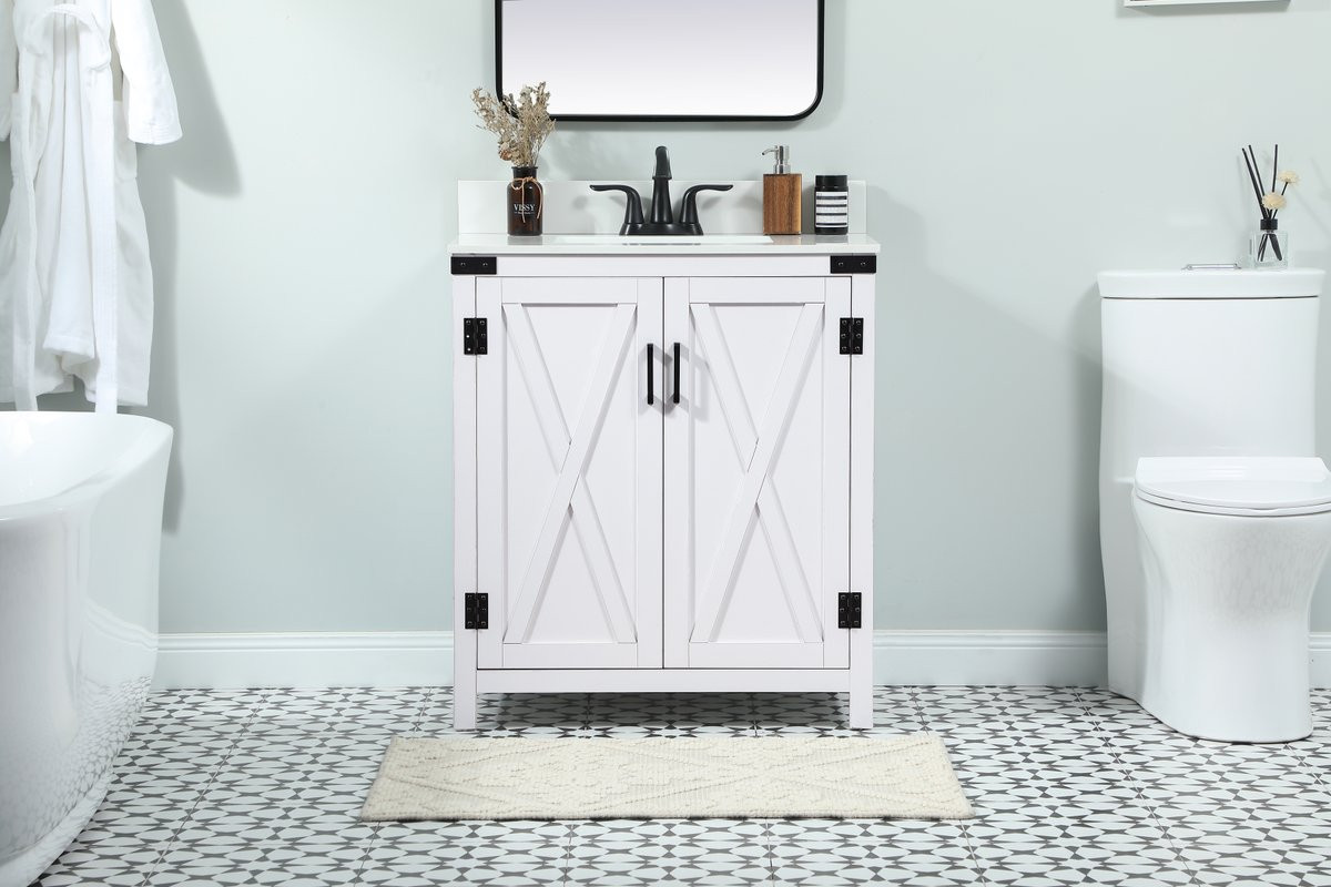 Elegant Decor VF90230WH-BS 30 inch single bathroom vanity in white with backsplash