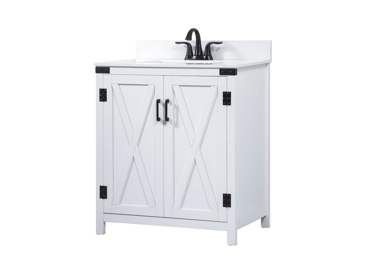 Elegant Decor VF90230WH-BS 30 inch single bathroom vanity in white with backsplash