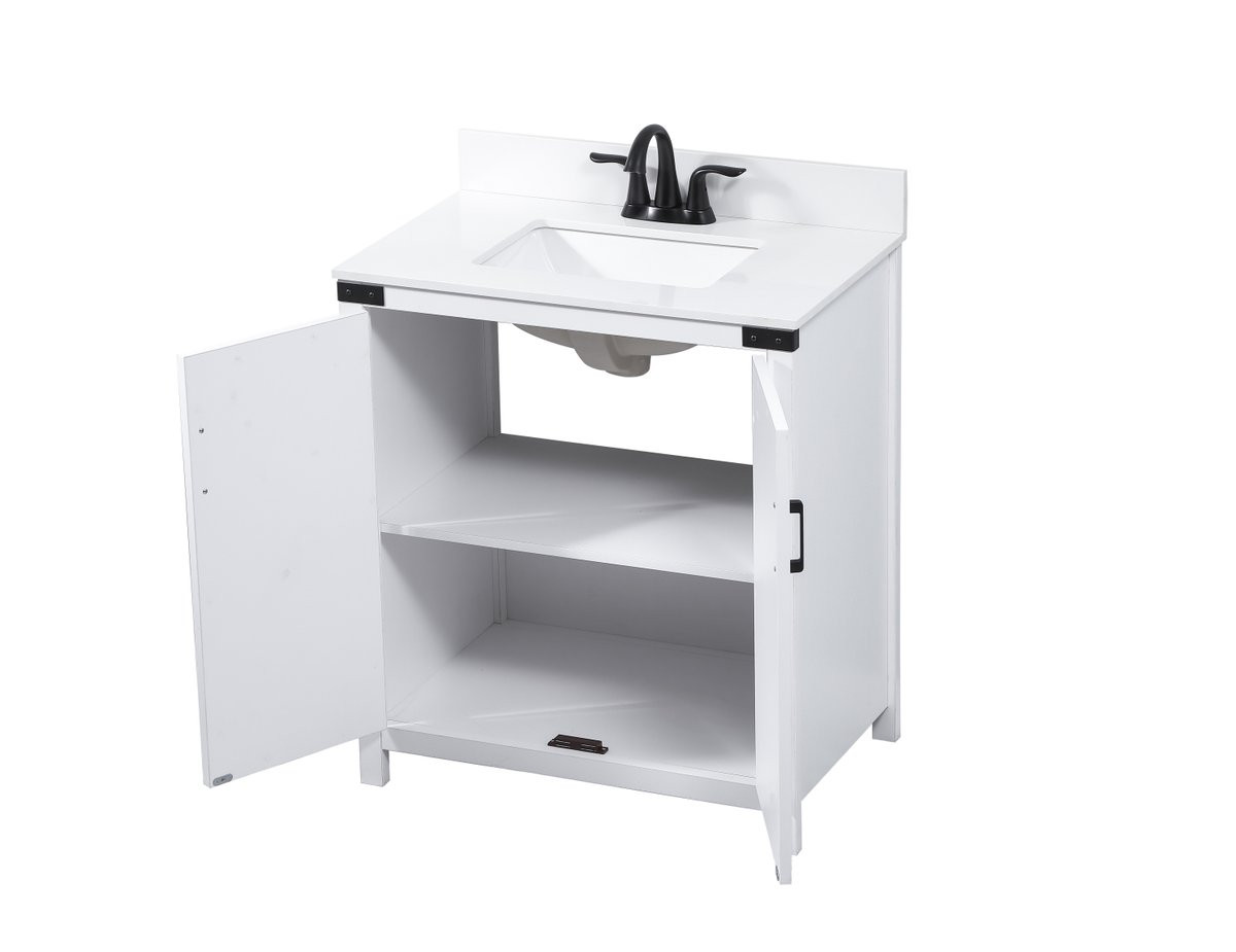 Elegant Decor VF90230WH-BS 30 inch single bathroom vanity in white with backsplash