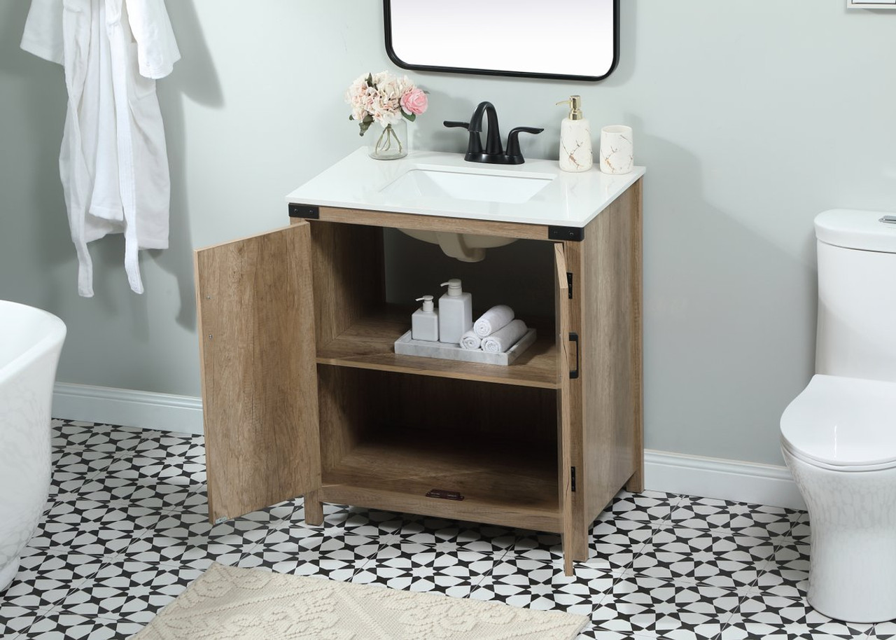 Elegant Decor VF90230NT 30 inch single bathroom vanity in natural oak