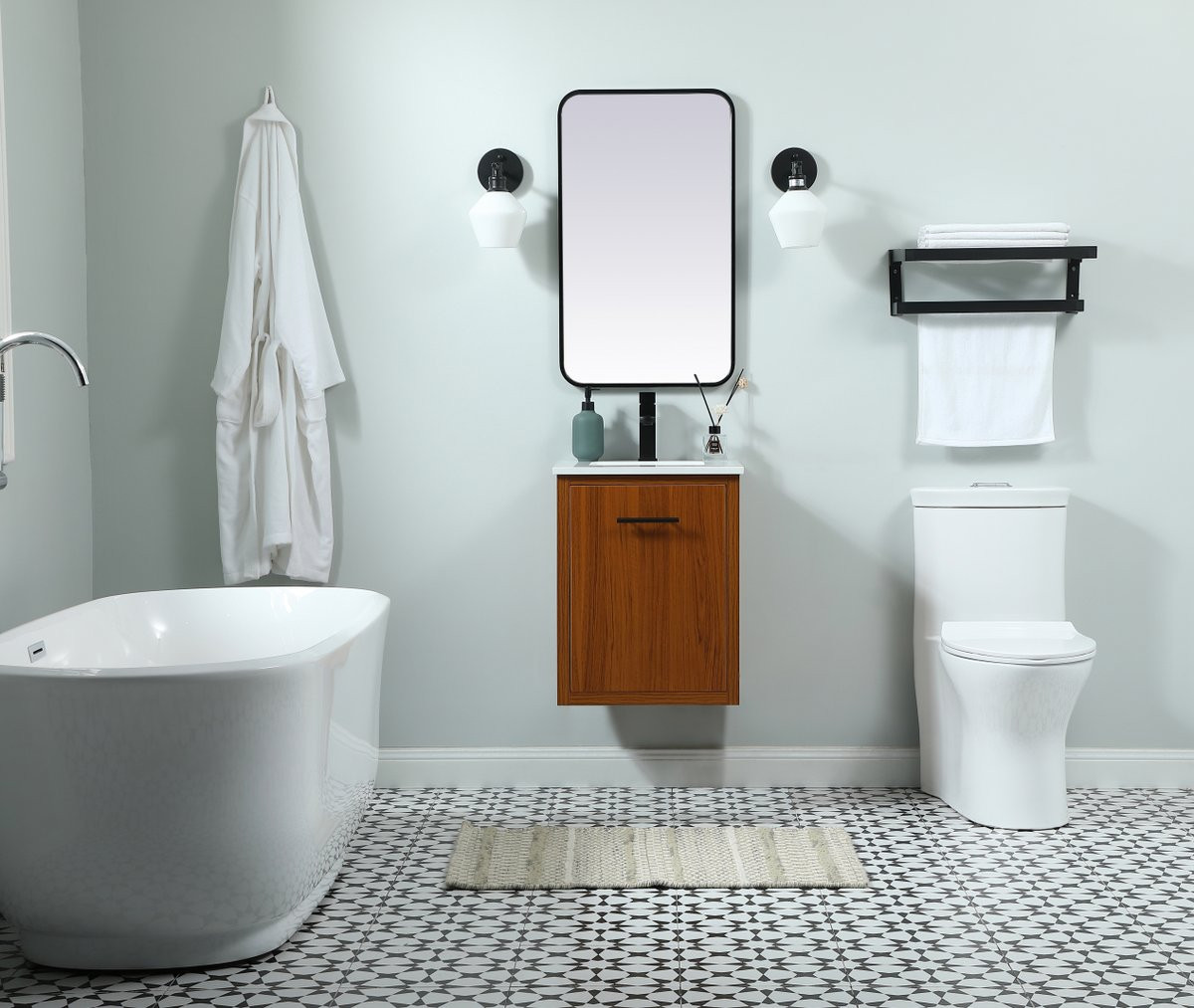 Elegant Decor VF48018MTK 18 inch single bathroom vanity in teak