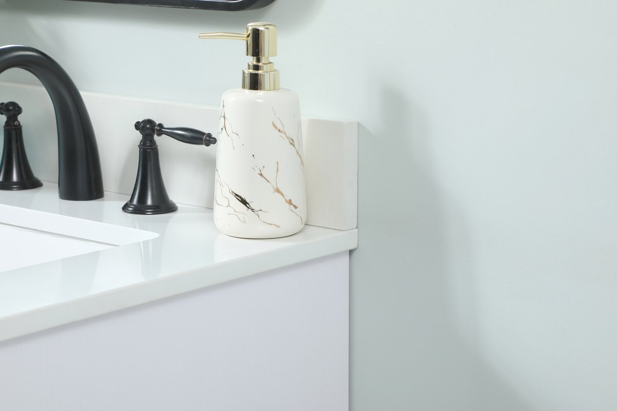 Elegant Decor VF48024MWH-BS 24 inch single bathroom vanity in white with backsplash