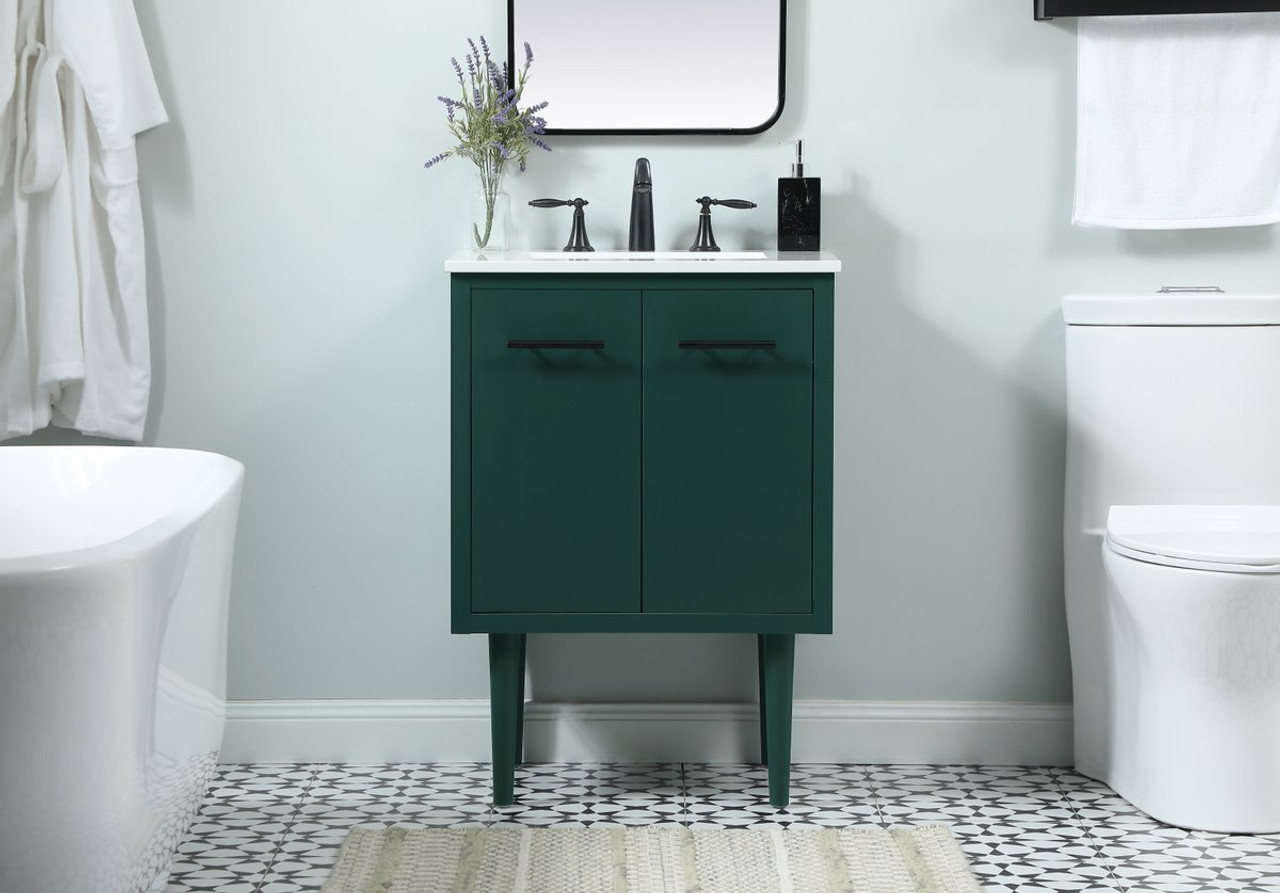 Elegant Decor VF48024MGN 24 inch single bathroom vanity in green Elegant Decor VF48024MGN 24 inch single bathroom vanity in green