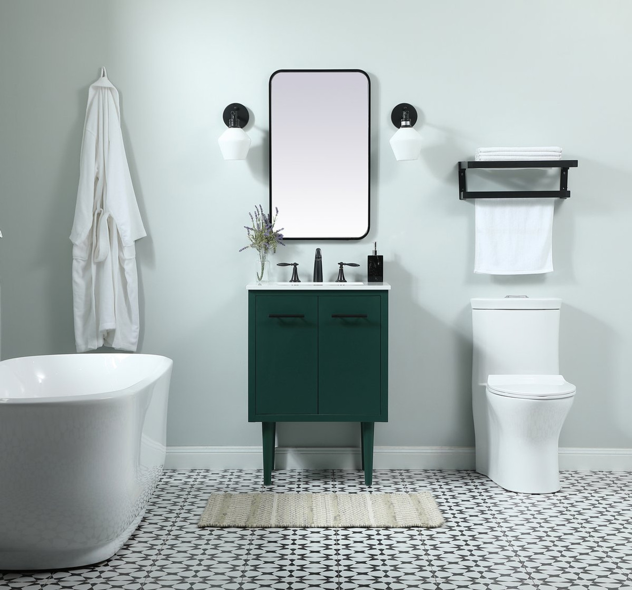 Elegant Decor VF48024MGN 24 inch single bathroom vanity in green Elegant Decor VF48024MGN 24 inch single bathroom vanity in green