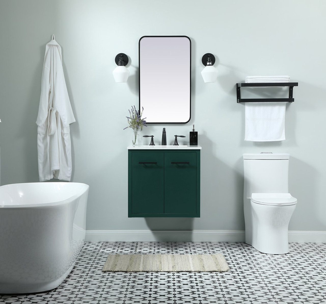 Elegant Decor VF48024MGN 24 inch single bathroom vanity in green Elegant Decor VF48024MGN 24 inch single bathroom vanity in green