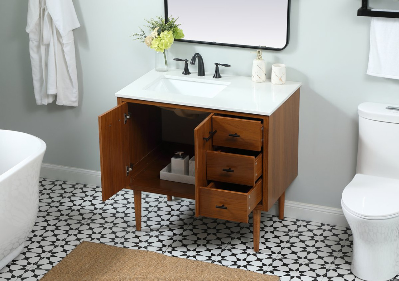 Elegant Decor VF48036MTK 36 inch single bathroom vanity in teak