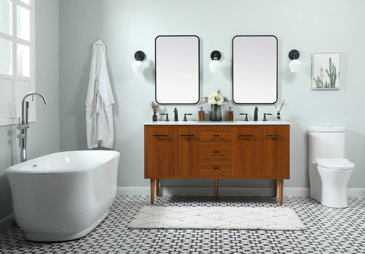 Elegant Decor VF48060DMTK 60 inch single bathroom vanity in teak
