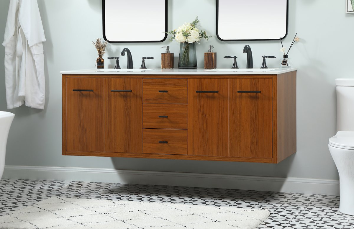 Elegant Decor VF48060DMTK 60 inch single bathroom vanity in teak