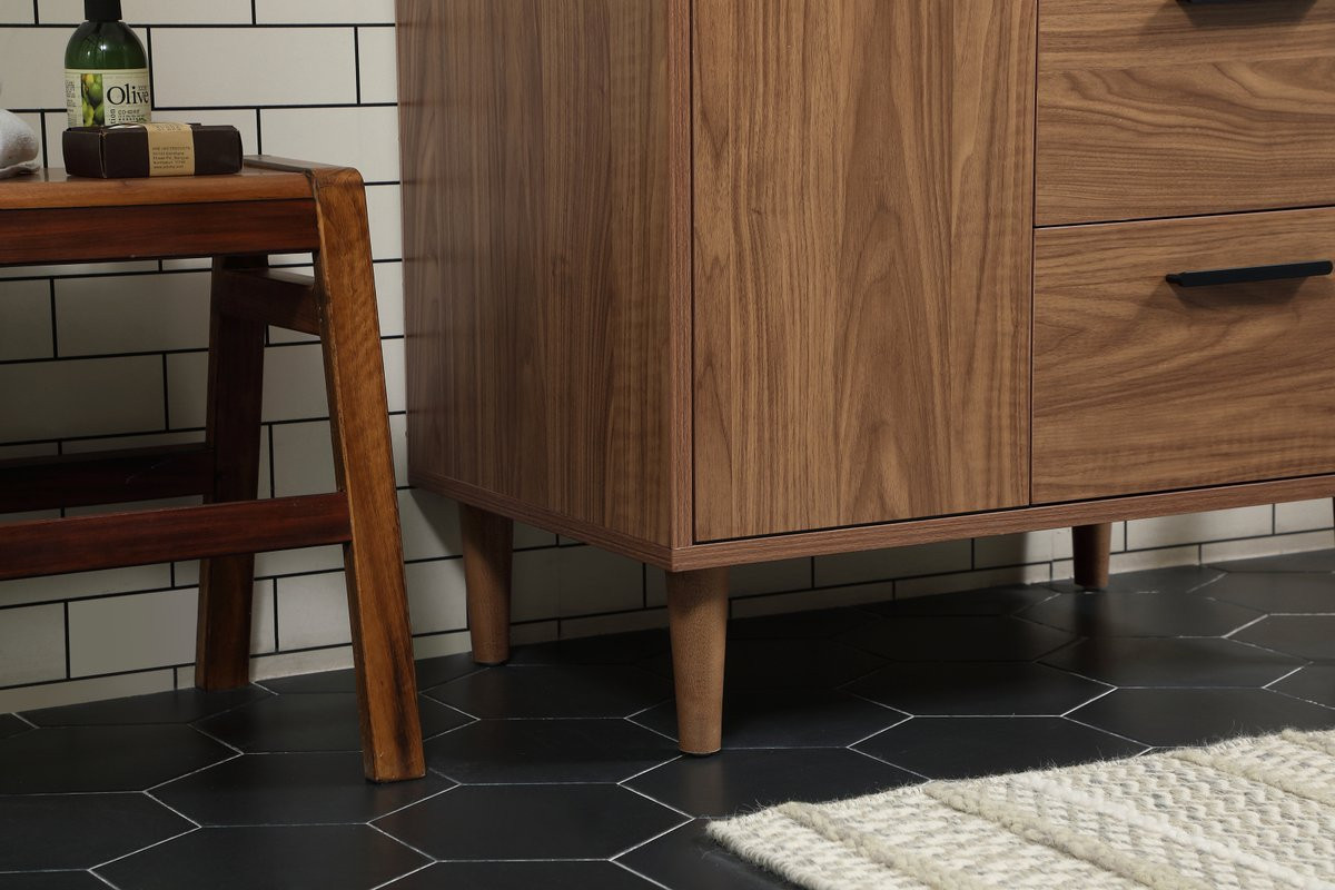 Elegant Decor VF47030WB-BS 30 inch single bathroom vanity in walnut brown with backsplash