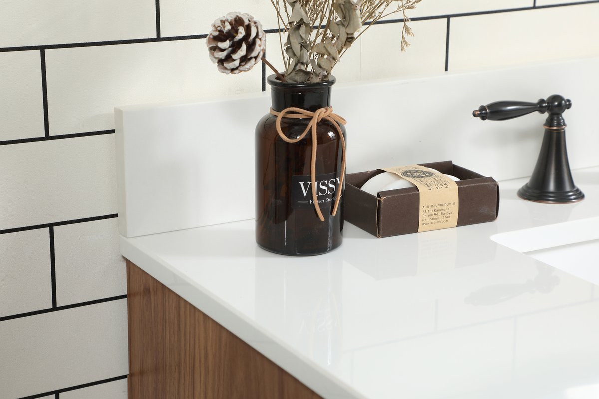 Elegant Decor VF47036WB-BS 36 inch single bathroom vanity in walnut brown with backsplash