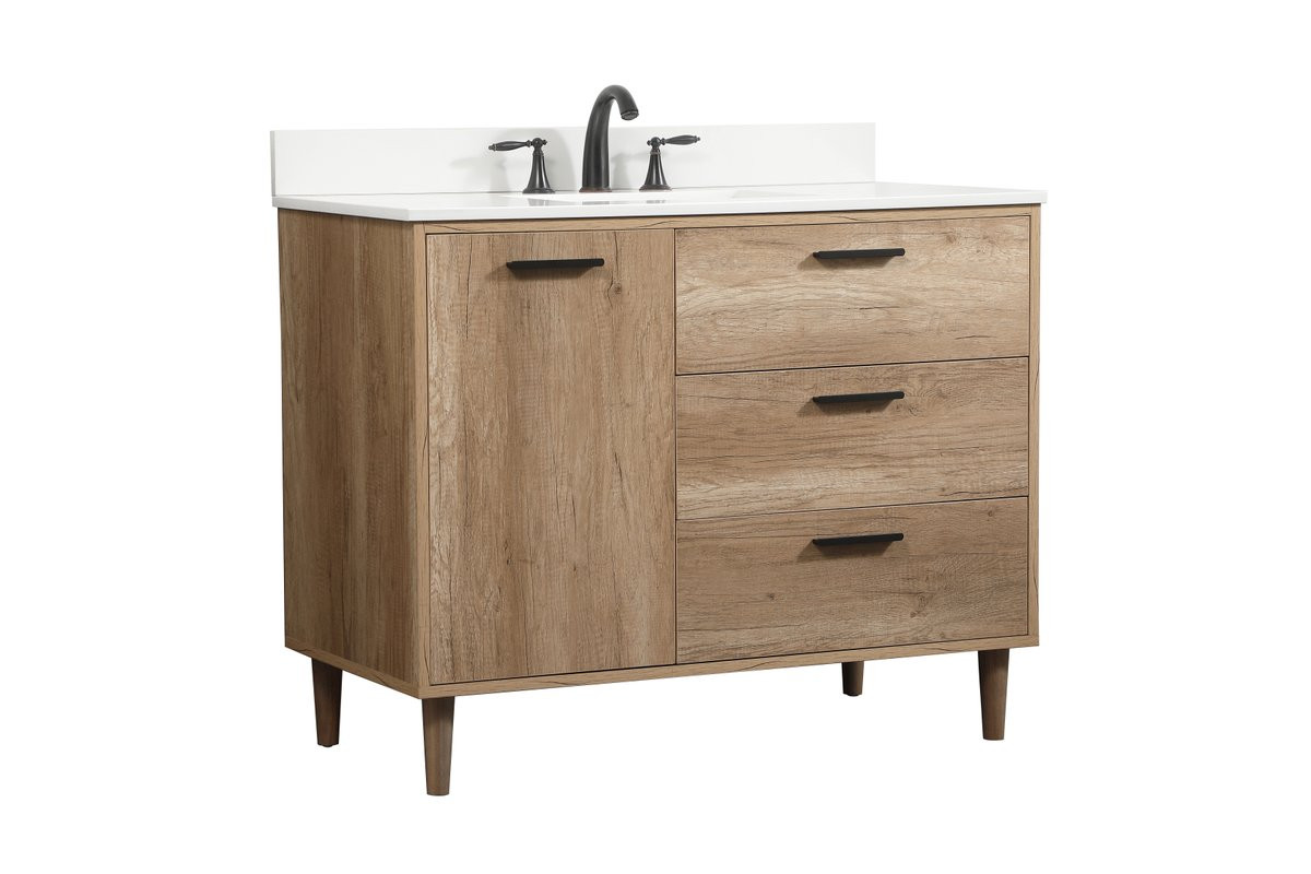 Elegant Decor VF47042NT-BS 42 inch single bathroom vanity in natural oak with backsplash