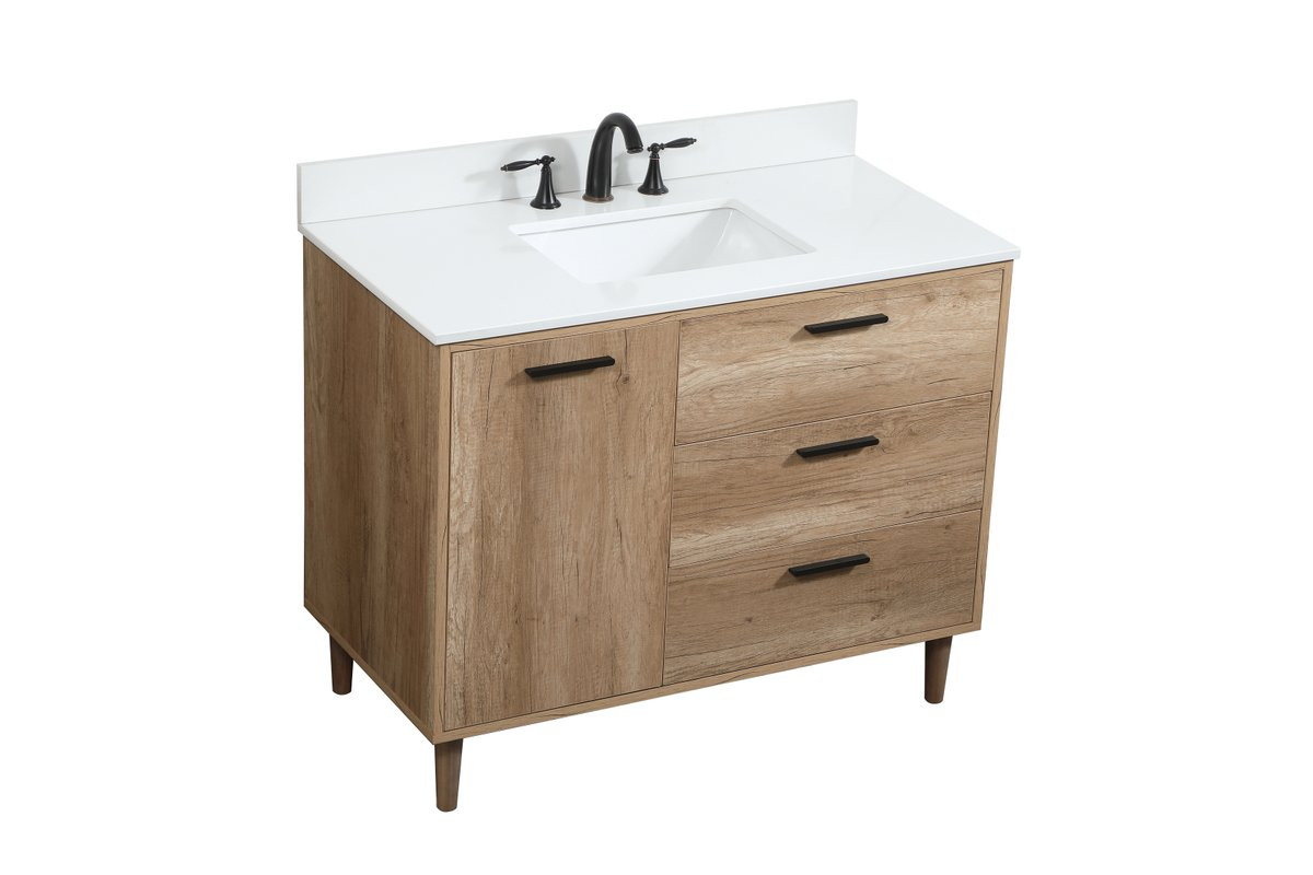 Elegant Decor VF47042NT-BS 42 inch single bathroom vanity in natural oak with backsplash